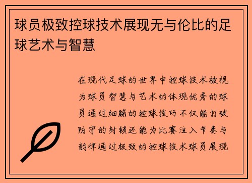 球员极致控球技术展现无与伦比的足球艺术与智慧